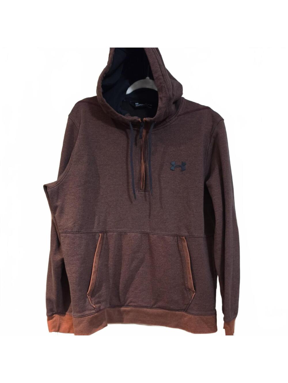 Under Armour Threadborne ColdGear Mens Hoodie Size XL Heathered Brown Pullover
